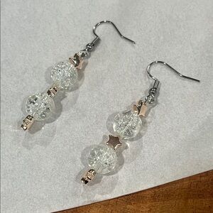 Chic Silver and Gold Star Drop Earrings